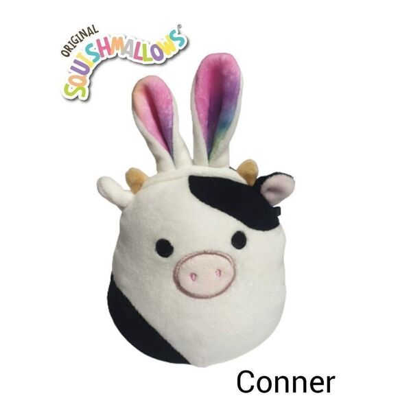 Squishmallow 5" Conner Cow with Bunny Ears Easter Soft Plush Toy Pink NWOT - Picture 1 of 7